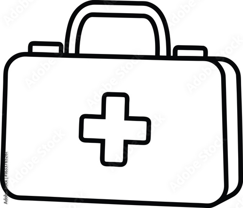 First aid kit with cross icon silhouette isolated on transparent background