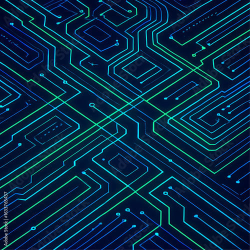 Futuristic Digital Circuit Board Concept in Isometric View. High-resolution vector-style illustration of a futuristic electronic circuit board. Ideal for AI, digital technology, and IT-related designs