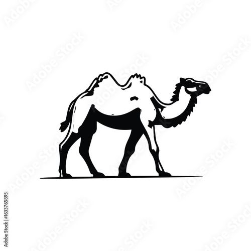 Camel walking silhouette with two humps dromedary animal