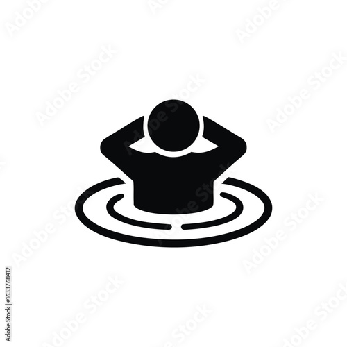 Relaxing Leisurely Soak in a Soothing Hot Tub Graphic Depiction of Tranquility in Black and White Iconography