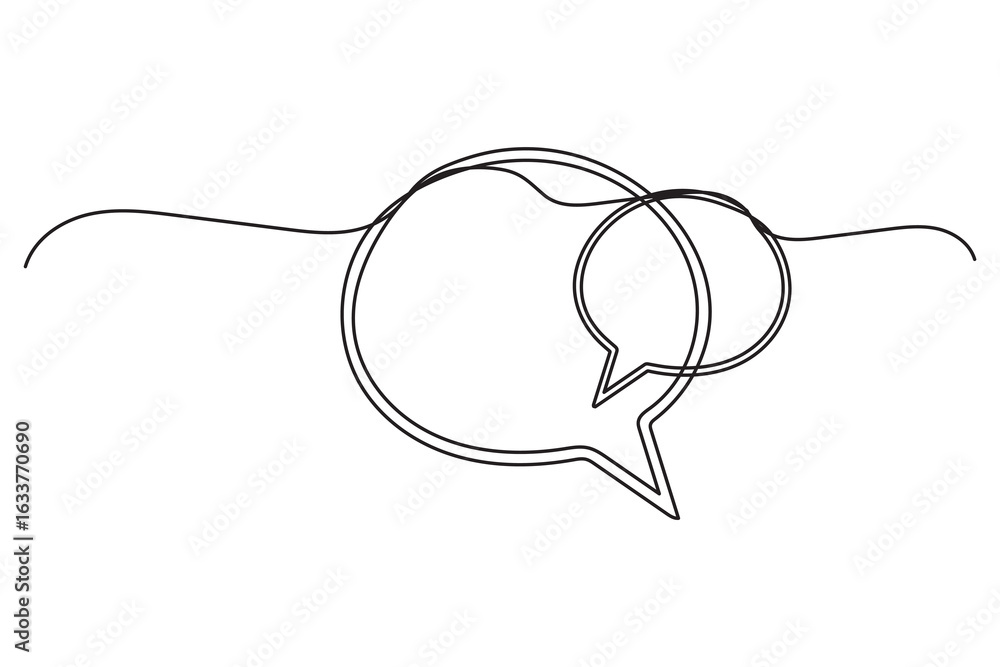 Obraz premium Minimalist one line drawing of speech bubble isolate vector illustration 