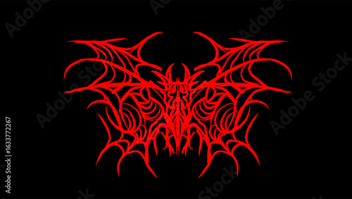 Abstract red bat vector with tribal wings and demonic flair. ideal for dark apparel, tattoos, or gothic digital art