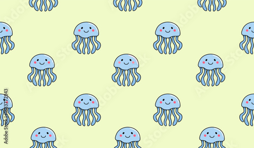 Cute jellyfish pattern background vector design