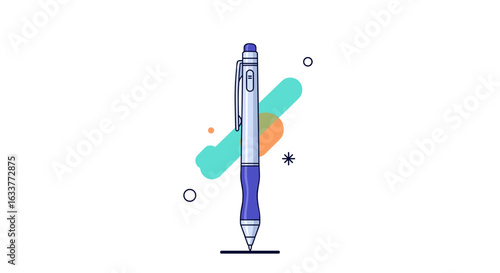An illustration of a drafting pencil with blue and white colors creating a sense of precision and creativity
