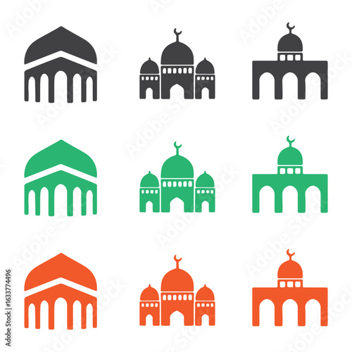 Ramadan and Muslim Vector Icons, Islamic Mosque Symbols