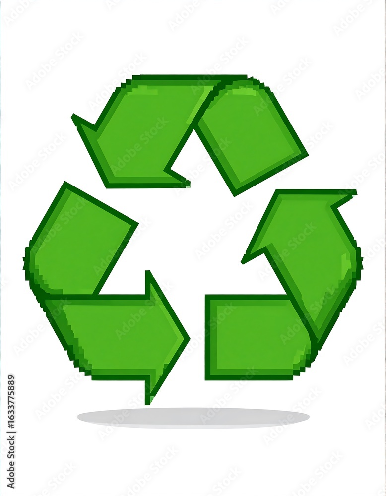 Fototapeta premium Pixelated green recycling symbol