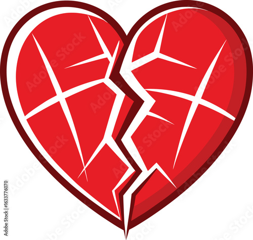 Broken heart illustration with filled elements