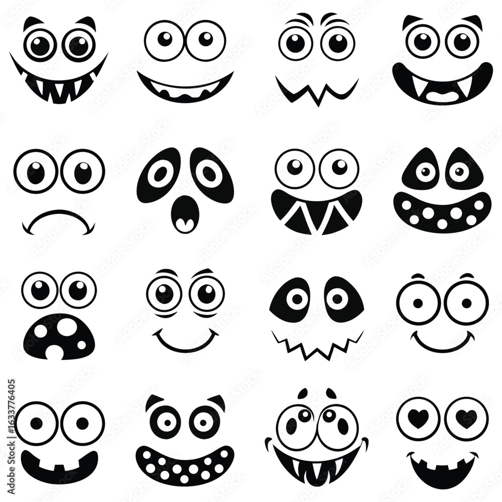 Fototapeta premium Cartoon Expression Icons – Perfect for Games, Videos, and UI Projects