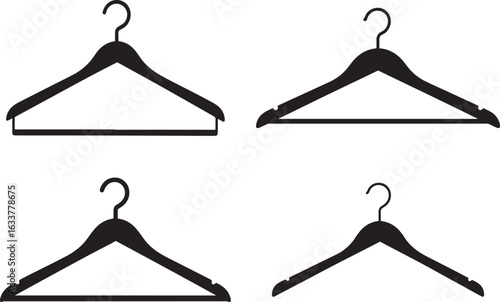 Four black clothes hangers silhouette