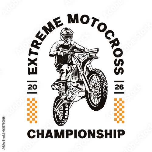Motocross racing vector illustration, perfect for t shirt design and championship event logo design