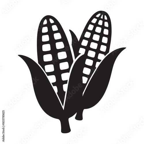 Twin Corn Cobs Silhouette Icon

