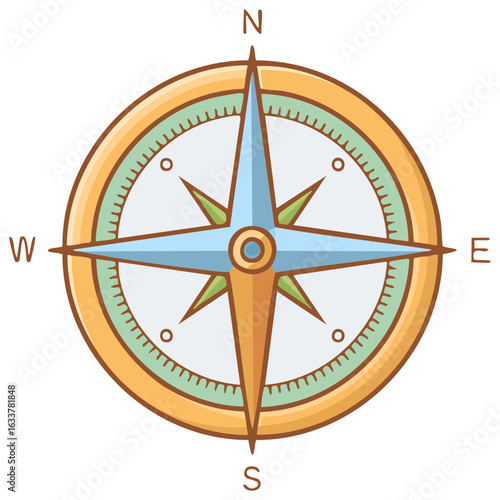 Simple Gold Compass Rose Icon for Travel and Exploration