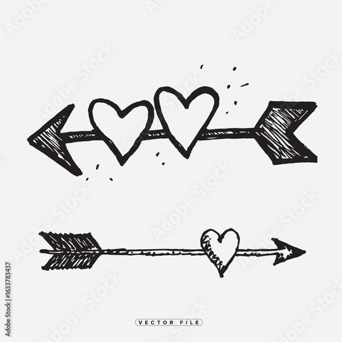 Sweet love arrows with hearts design for Valentine's Day projects and romantic declarations of love