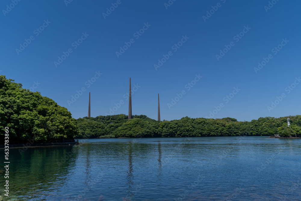 Fototapeta premium These radio towers were used by the Imperial Japanese Navy during World War II in Nagasaki prefecture, Japan.