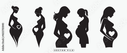 Expecting mothers elegant silhouettes showcasing pregnancy with love and hope for the future family