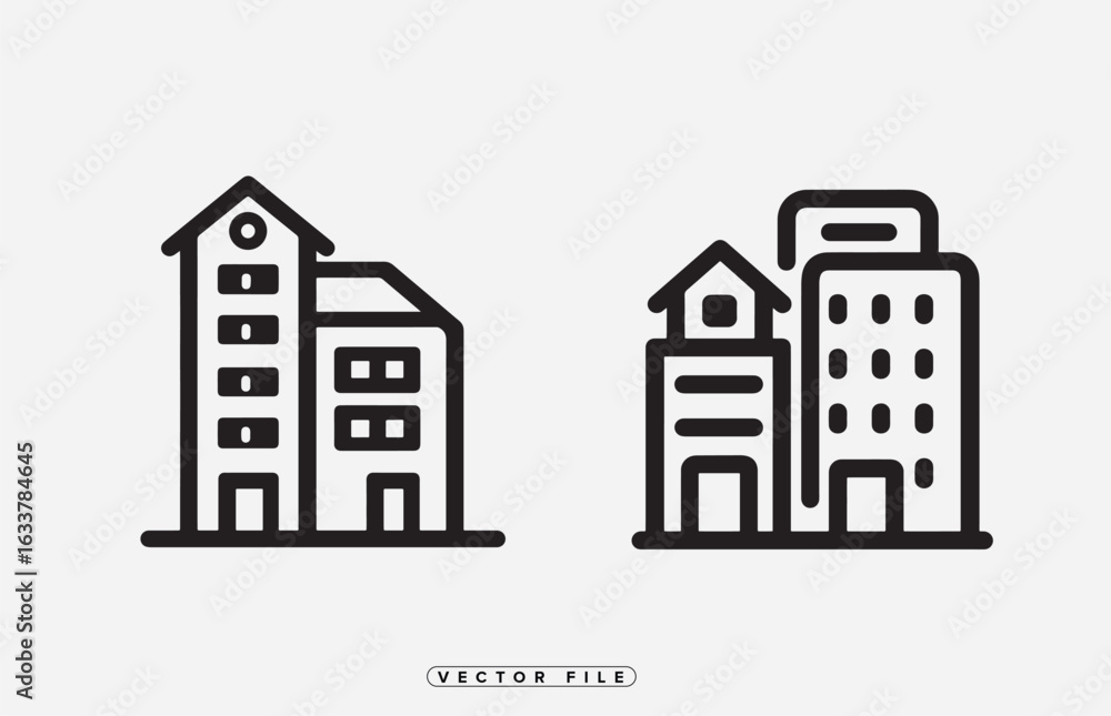 Explore modern cityscapes with stunning building icons for designs and architectural projects today Explore modern cityscapes with stunning building icons for designs and architectural projects today