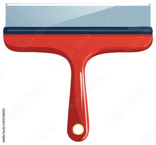 Vibrant red handled putty knife illustration a versatile tool for home improvement and construction