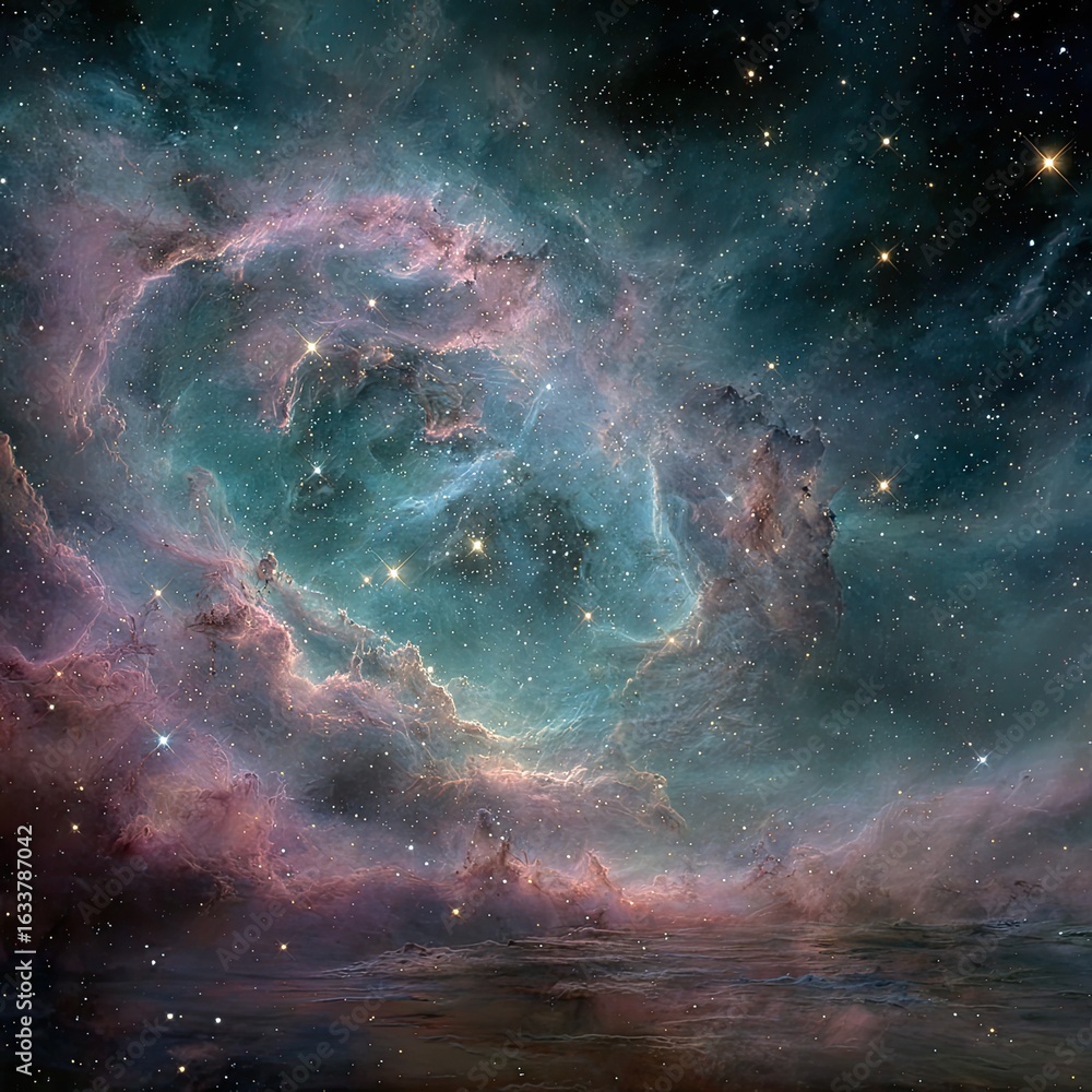 Fototapeta premium Nebula swirls in cosmic tapestry