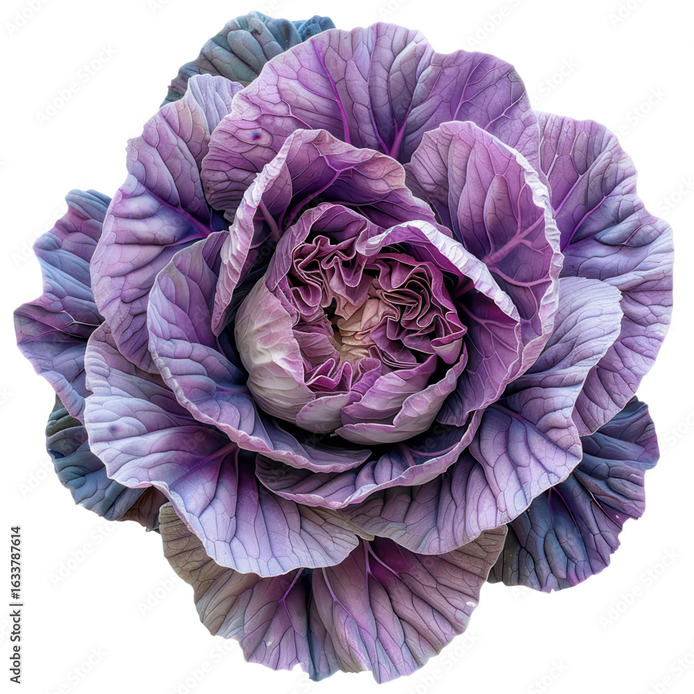 Obraz premium Beautiful Purple Cabbage Blossom on a White Background