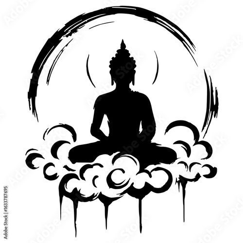 Silhouette of Buddha statue