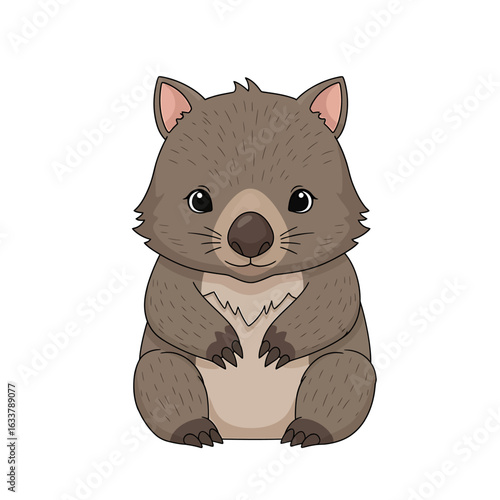 Cute sitting wombat cartoon illustration