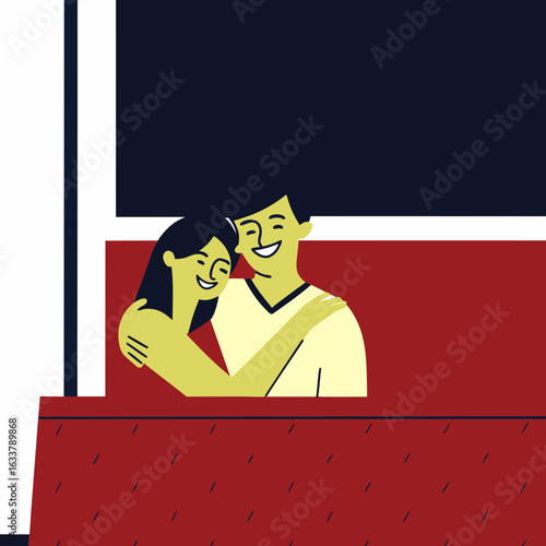 Couple sitting closely together on couch with loving expressions, symbolizing romance, intimacy, affection, and emotional connection.
