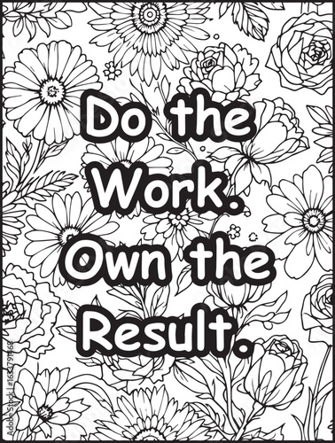 Floral coloring page for kids and adults: Printable floral pattern: Affirmation words to color