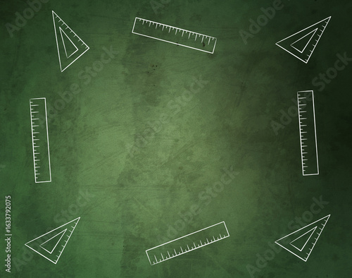 School Supplies Frame on a Chalkboard