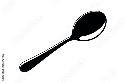 Black spoon with reflective surface utensil kitchenware