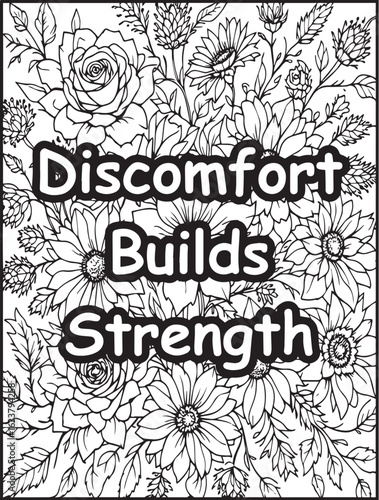 Floral coloring page for kids and adults: Printable floral pattern: Motivational quote to color