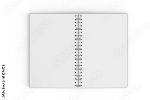 3D realistic spiral bound notepad mockup with white blank paper isolated on background. For the business presentation journal, diary, notepad, booklet, paper drawing, catalogue, publisher, ads
