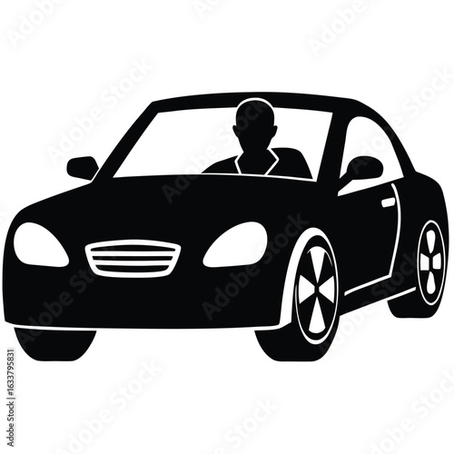 A man grips the steering wheel of a sleek black sports car as it speeds down a winding coastal highway. The golden sunset reflects off the polished hood, while the wind rushes through the open windows