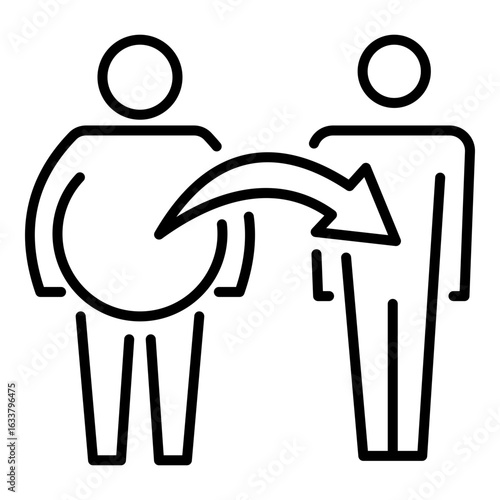 Conceptual icon of body transformation. Symbolizes weight loss, fitness progress, healthy lifestyle, and physical change