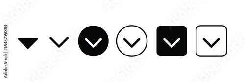 Set of Website dropdown arrow icon collection. Dropdown arrow symbol.