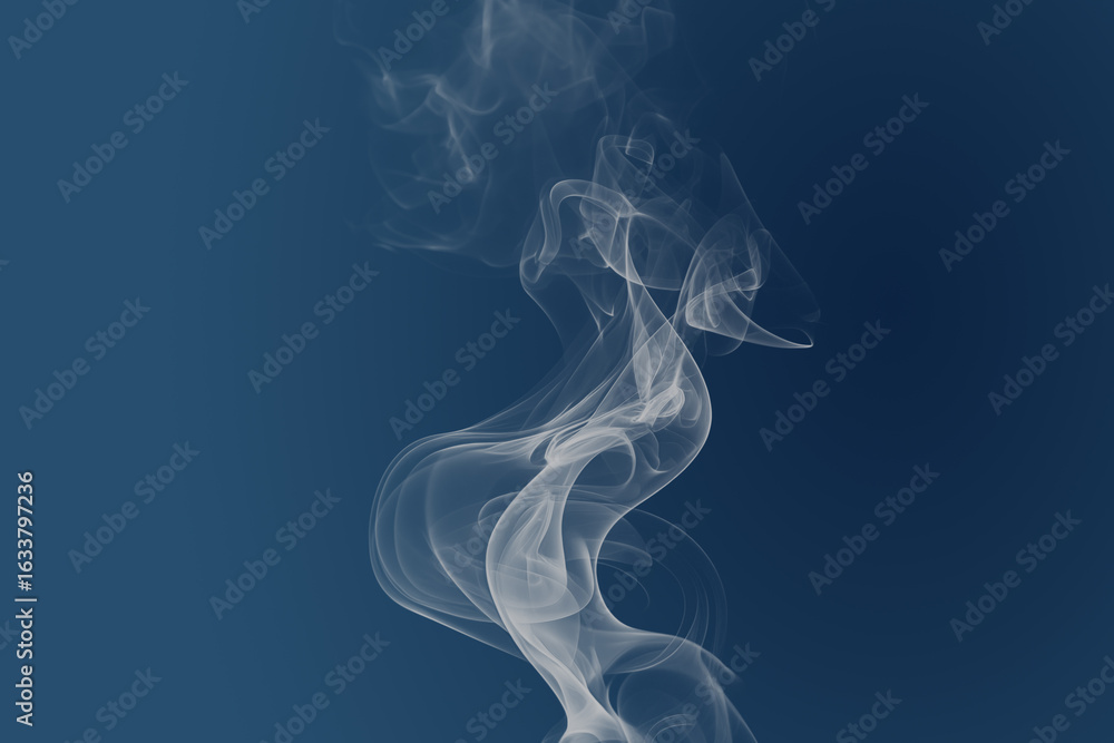 Fototapeta premium Realistic white smoke on dark blue background
