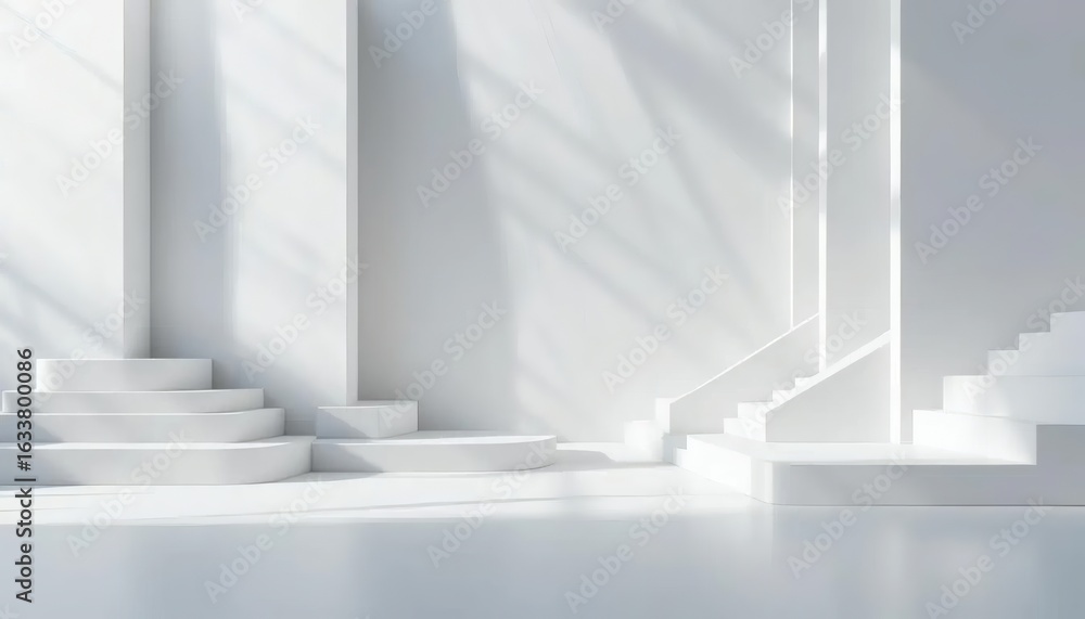 Obraz premium Minimalist White Podium on Marble Floor for Product Display