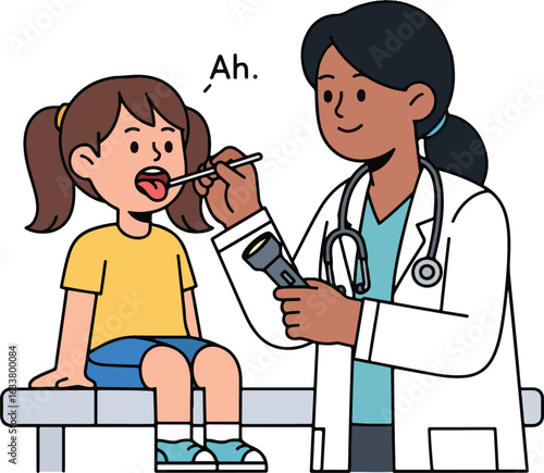 Doctor Examining Girl’s Throat