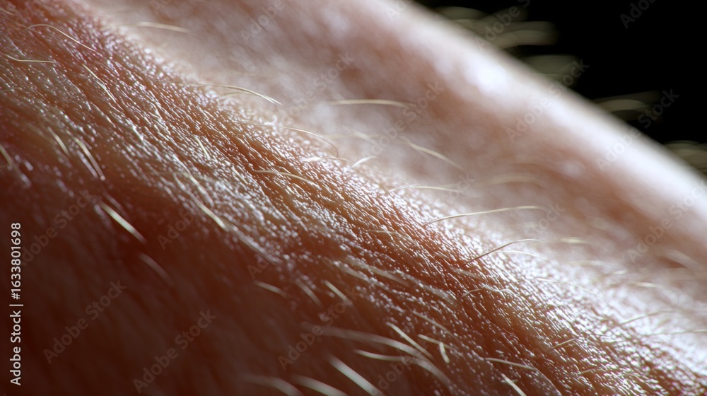 Fototapeta premium Close up of human skin texture showing fine hairs and pores closeup macro