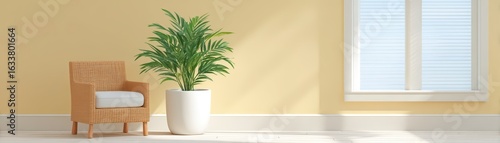 Cozy Living Space with Chair and Potted Plant Decor