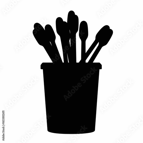 Silhouette of cotton swabs in container, minimalistic design