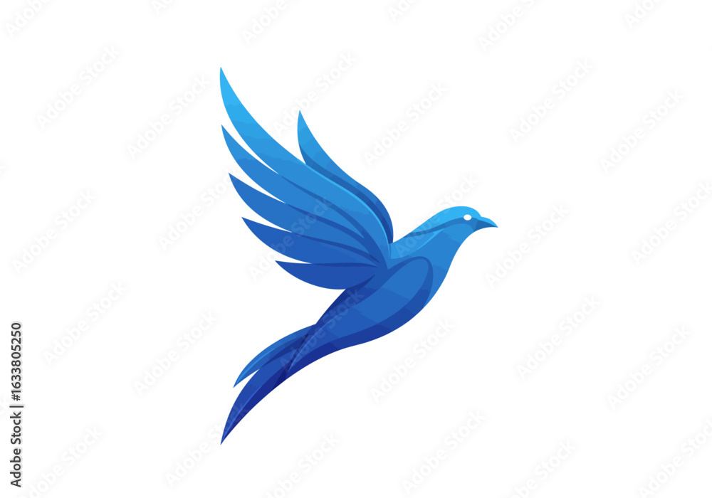 Obraz premium Elegant Blue Bird in Flight with Modern Gradient Design Symbolizing Freedom and Creativity