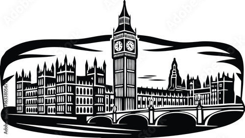 Westminster Palace in London with the Houses of Parliament and Big Ben clock tower at night