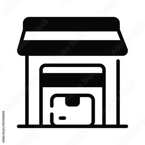 Ready to use icon of warehouse building in glyph style