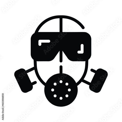 An amazingly designed glyph style icon of gas mask for safety
