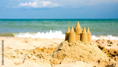 Sandy castle on beach
