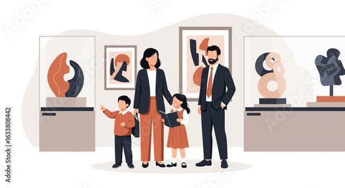 Family Enjoys An Educational Trip At The Modern Art Gallery Together