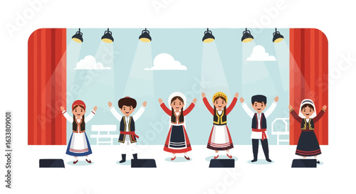 Enthusiastic Performance: Children Celebrating Culture Through Traditional Dance