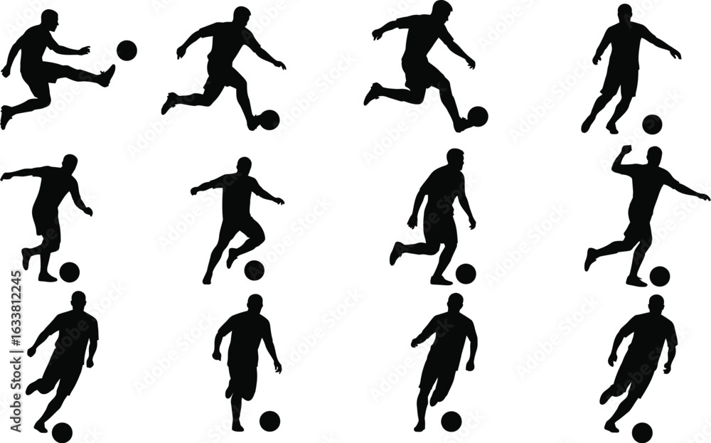 custom made wallpaper toronto digitalSilhouettes of soccer players in various action poses with a ball vector set.