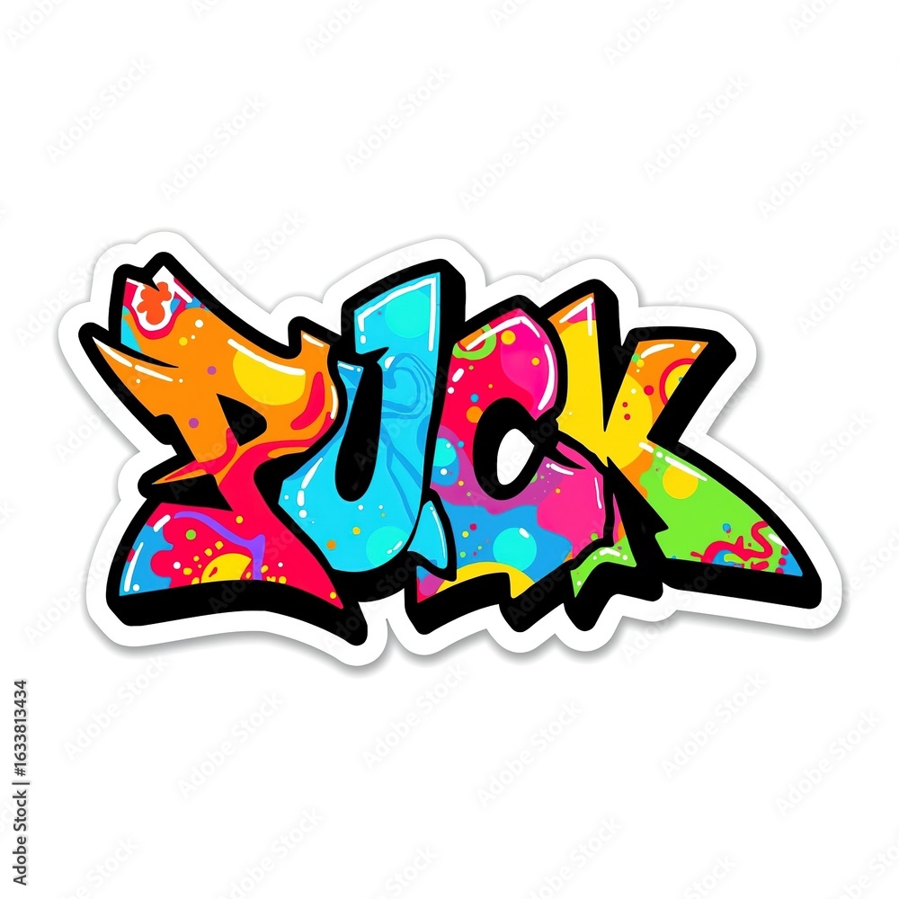 Naklejka premium abstract graffiti art sticker illustration on white background 
