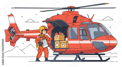 Emergency Supplies Arriving Via Helicopter For Fast Responding To Crisis Situations
